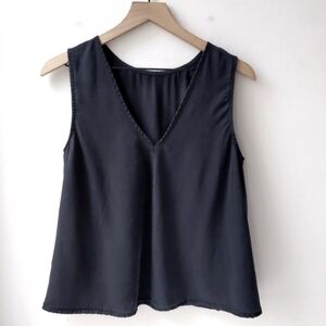 Hackwith Design House Silk Tank Top Black Women's XS